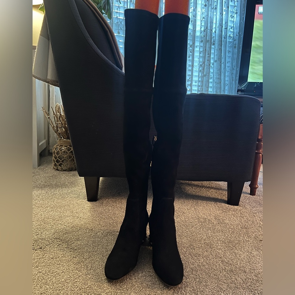 Valentino Garavani Black Over-the-Knee Rockstud Boots